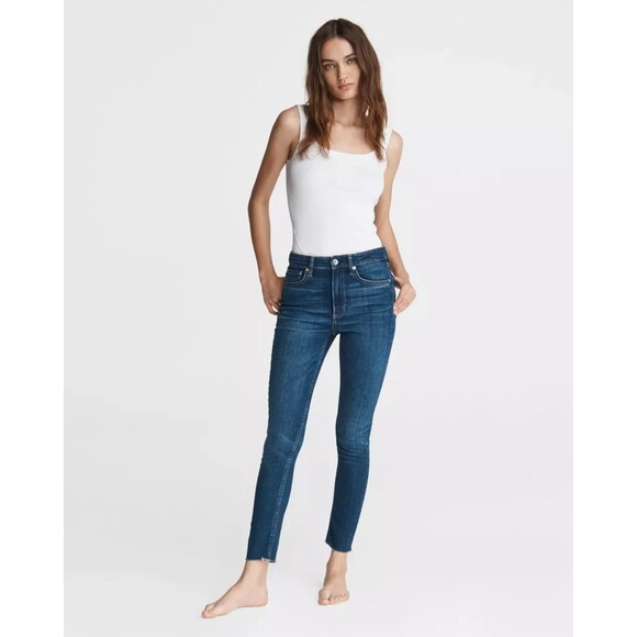 Rag & Bone Nina High Waist Raw Hem Ankle Skinny Jasper Jeans Sz 29 - Picture 1 of 11